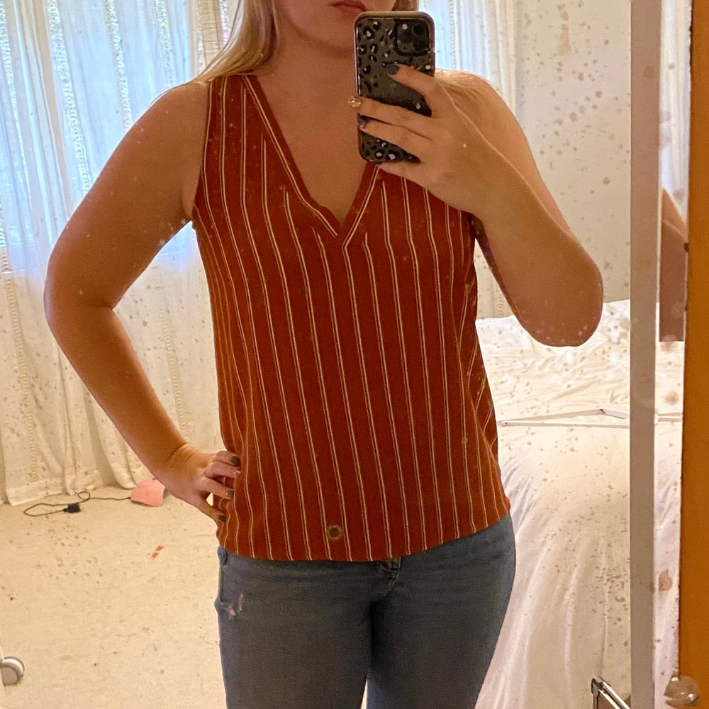 Forever 21 Burnt Orange Striped Blouse